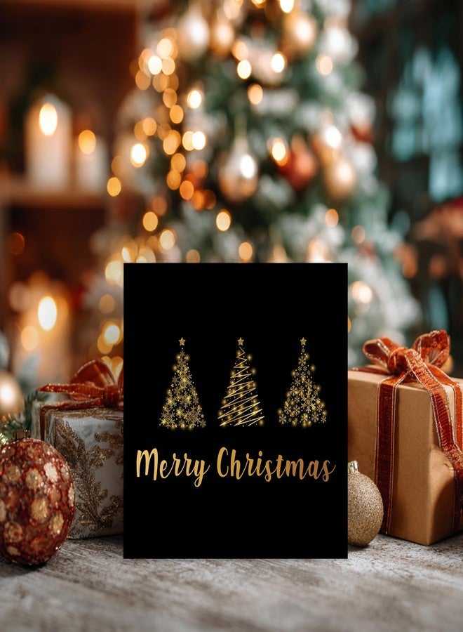 ANIANG Christmas Wooden Box Sign, Black and Gold Christmas Tree Winter Wood Block Box Sign Plaque for Office, Home, Bedroom Wall Shelf Decor - Image 3